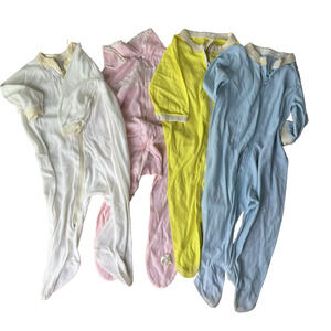 Vintage Baby Zip Pajamas‎ Lot 4 Footie Sleepers 1960s Talon Zipper Unisex 6-12M
